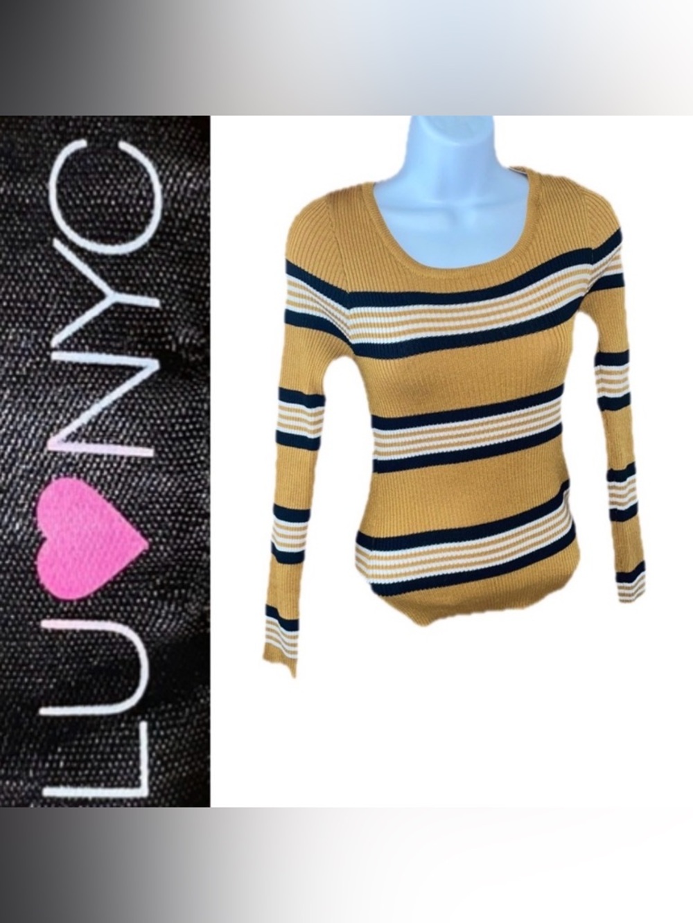 Mustard Striped Sweater 💛🖤🤍